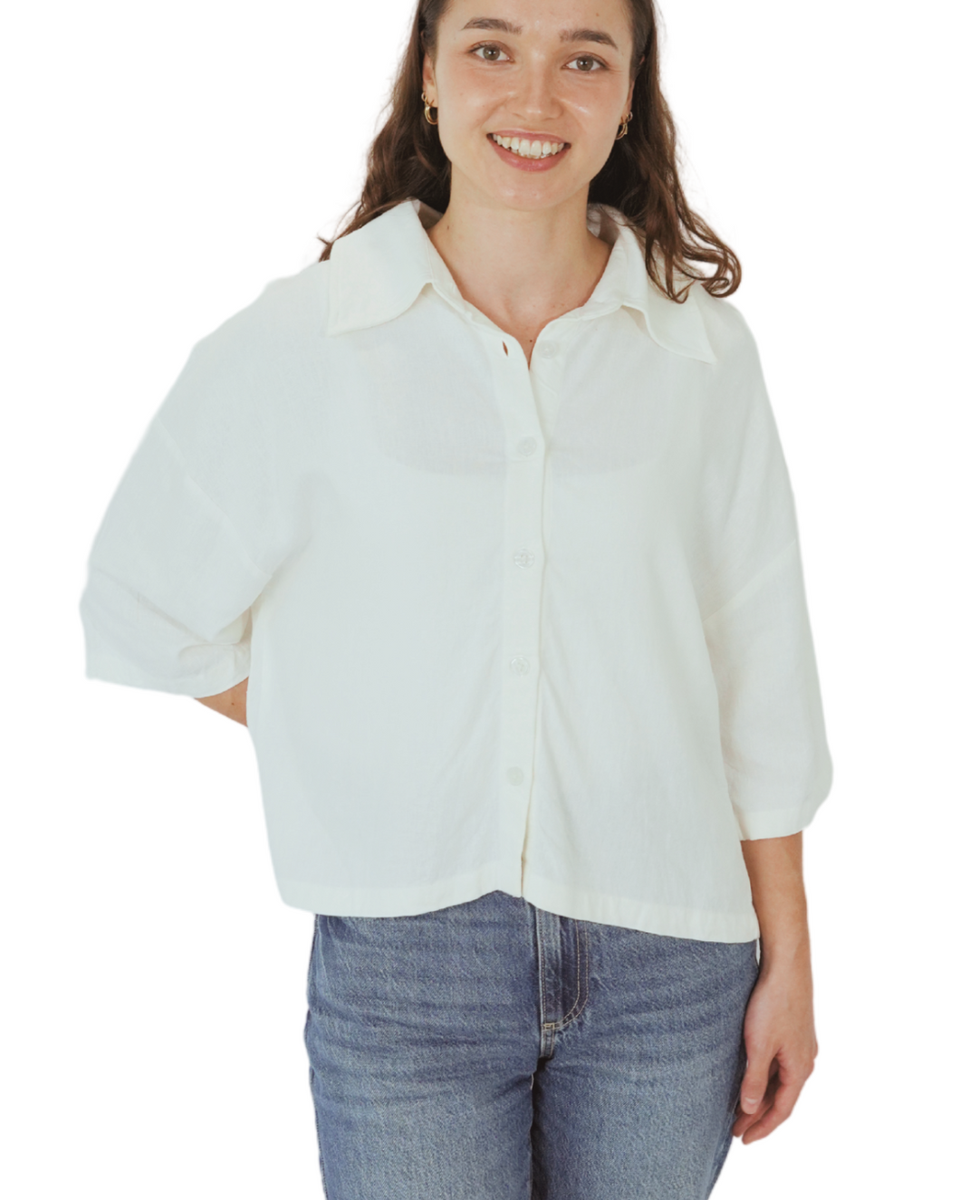 Boxy Button Up shirt (Cream)