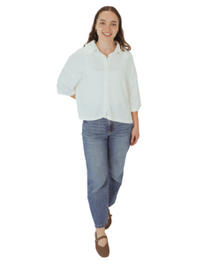 Boxy Button Up shirt (Cream)