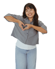 Load image into Gallery viewer, Boxy Button Up shirt (soft denim grey)
